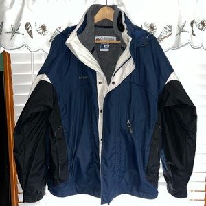 Blue, White, & Grey Men’s Columbia Winter Coat